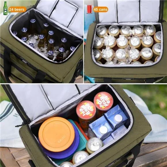 30L Extra Large Soft Cooler Bag with Bottle Opener for Camping Beach BBQ Grocery